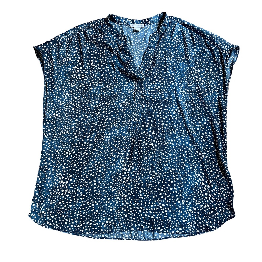 Women's Blue and White Polka Dot Top